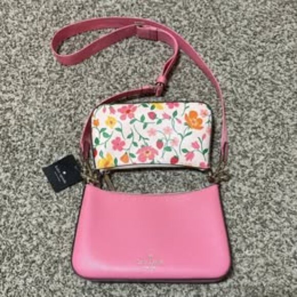 NEW WITH TAGS! Kate Spade New York Duo Crossbody Bag - Floral & Pink - MSRP $339 - Picture 3 of 3
